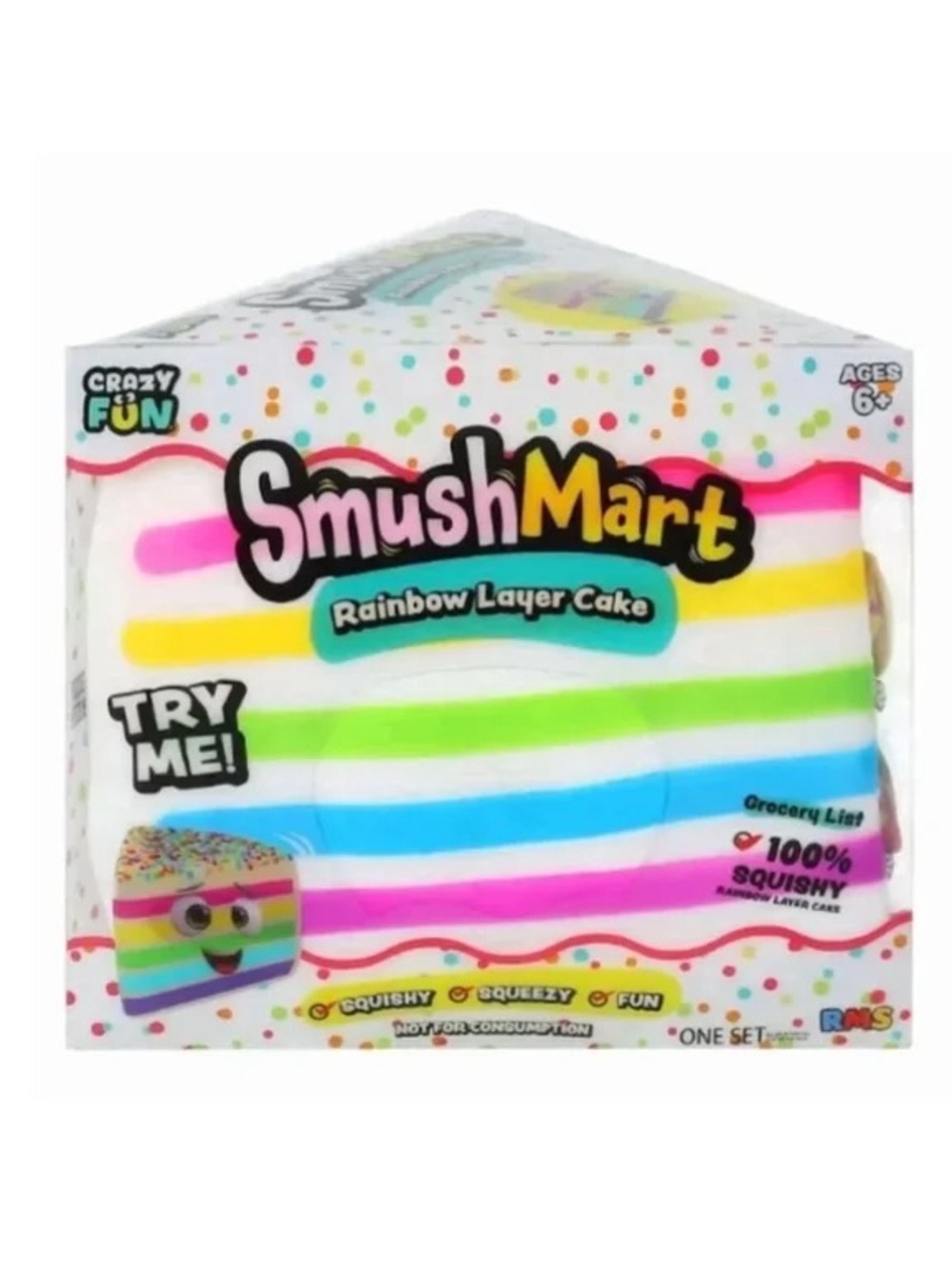 Smushmart Jumbo Rainbow Layer Cake Squishy VIRAL Toy - Brand New and Sealed